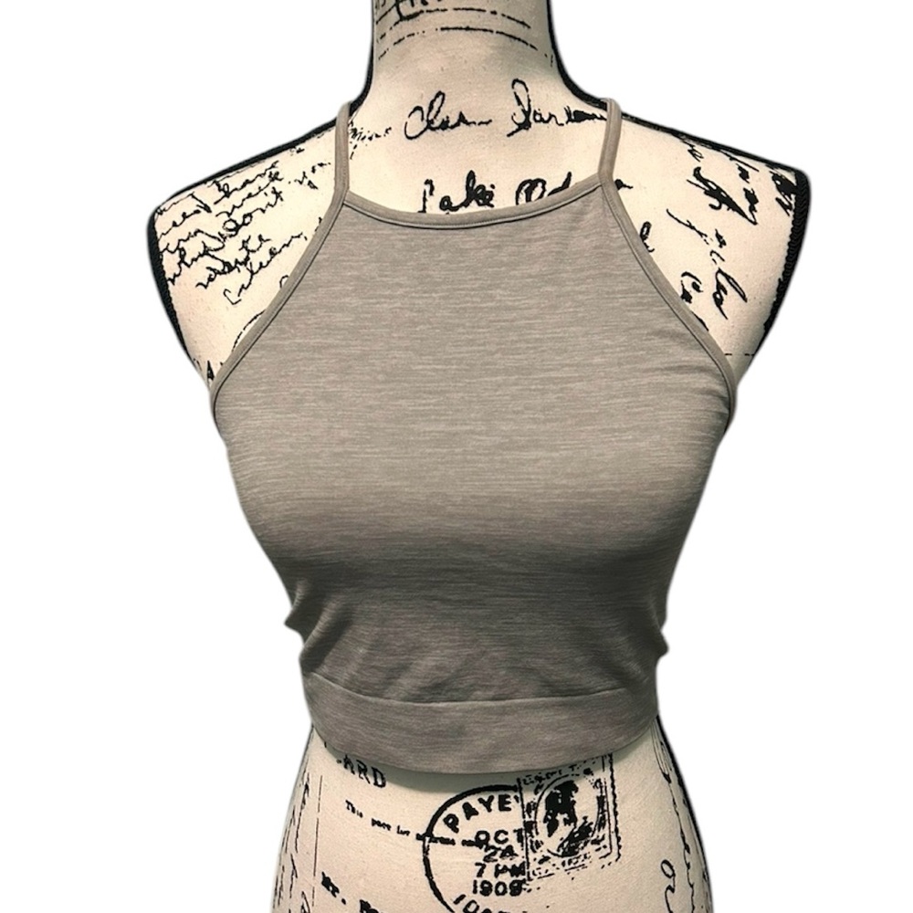 Gray Cropped Racer Back Tank Top - Picture 2 of 3